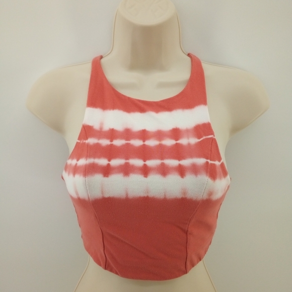 Aerie Chill Play Move Cotton Blend XS Orange Tie Dye Sports Bra Top - Picture 3 of 9